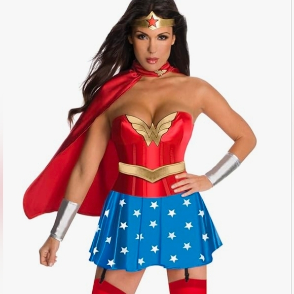 Rubies Women's DC Comics Wonder Woman Corset and Skirt Costume with Cape - Picture 1 of 10